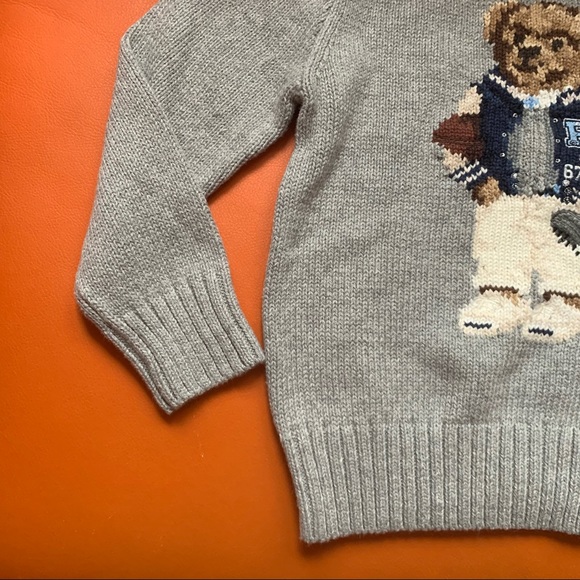 New! RALPH LAUREN Kids Football Bear Sweater - Picture 5 of 12